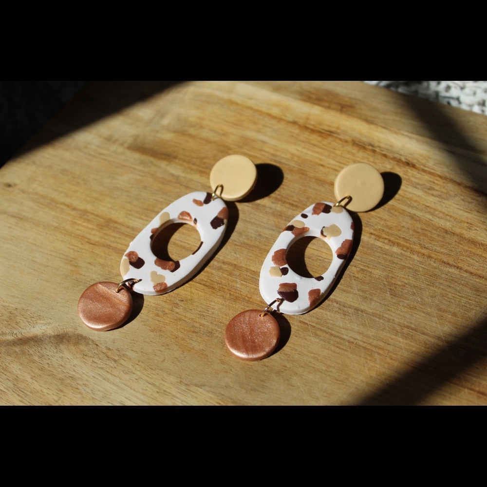 Pink & Tan Cheetah Print Polymer Clay Earrings